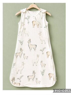 Oilo Baby Sleep Sack 6–18M Organic Cotton Llama Print Neutral Wearable Blanket